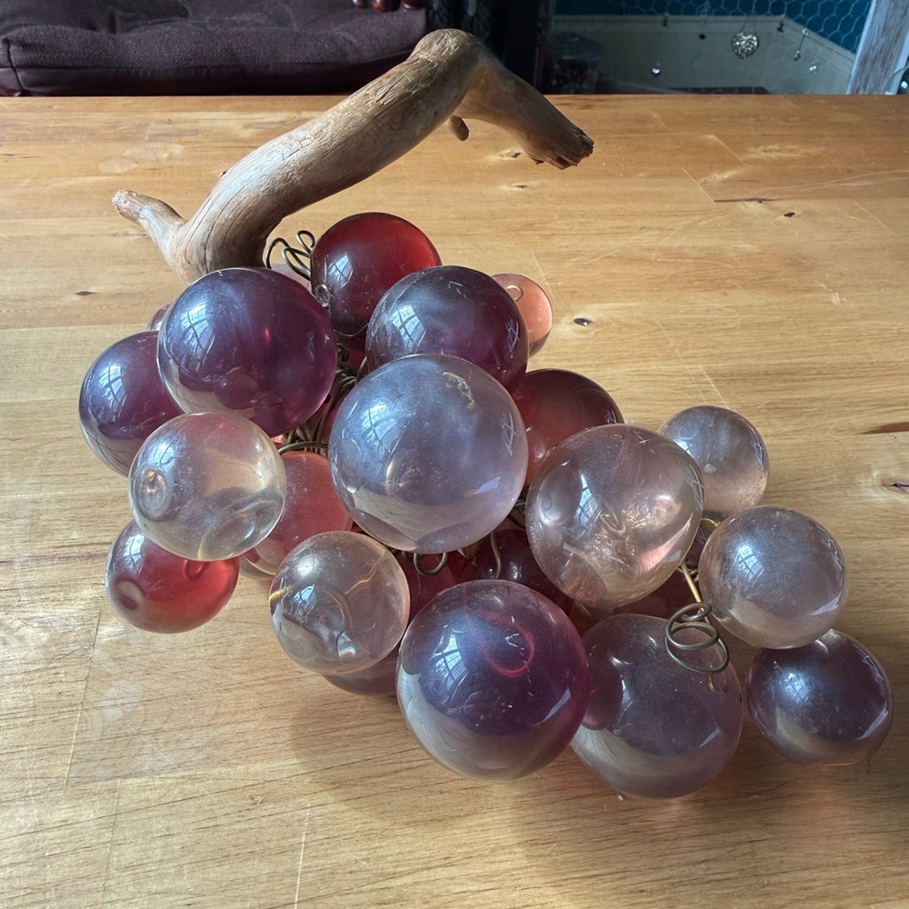 Grape Cluster Decorative Sculpture - Purple and Clear